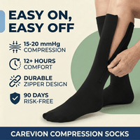 Carevion Zipper Compression Socks - Easy - On Support for Seniors & Mobility - Carevion